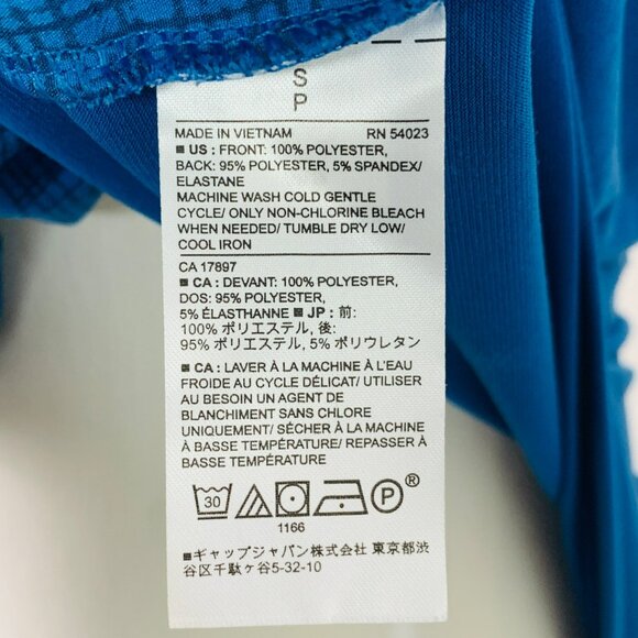 🟣🟣🟣 BANANA REPUBLIC Women's Size Small Blue Geometric High Neck Blouse - Picture 5 of 6